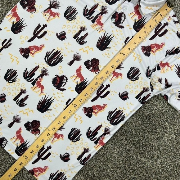 Waggle Desert Cactus Coyote Polo Shirt Mens Medium Gold‎ Canyon Short Sleeve - Picture 7 of 9